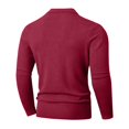 thumbnail image 3 of TOUMENY Men Sweater Casual Button Down Collared Long Sleeve Slim Fit Knitted Pullover Fall Winter Warm Solid Color Fashion Tops Wine XL, 3 of 6