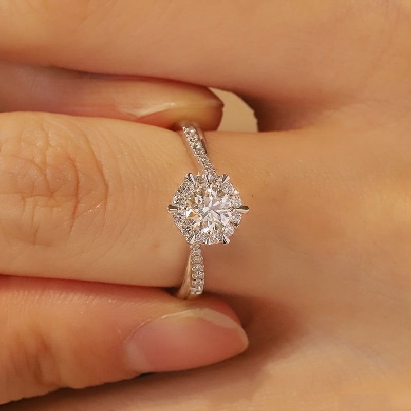 Moissanite Rings For Women, Women's Wedding & Engagement Rings, Luxury Round Cut, 1CT D Color VVS1, 925 Sterling Silver