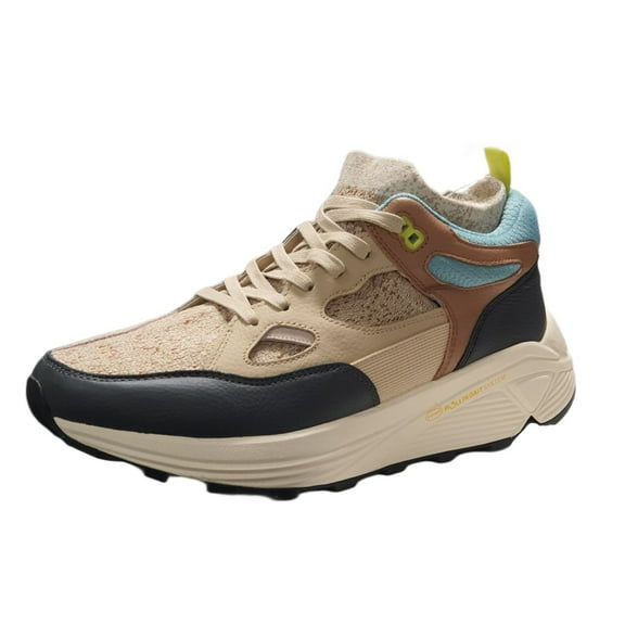 BRANDBLACK Men's Colorblock Aura High Top Lace Up Sneakers, Beige, 10