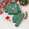thumbnail image 2 of NIEWTR Kids Christmas Pajamas Toddler Girl Santa Feather Trim Button Tops Pants Girls Bow Sleepwear Silk Satin Pjs Set Christmas Sets (2-3 Years,Green), 2 of 3