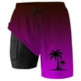 thumbnail image 4 of Mens Swim Trunks With Compresssion Liner Inseam Bathing Suit With Pockets Board Shorts Men's Swim Shorts Dark Purple S, 4 of 4