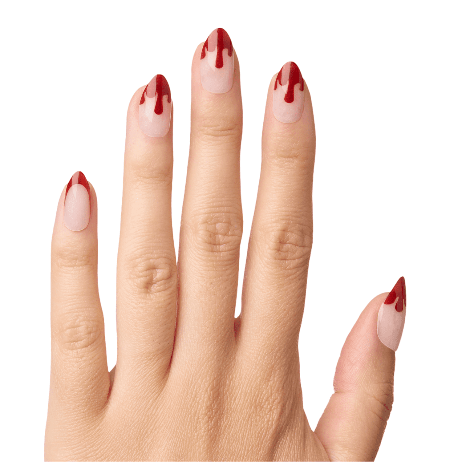 Olive & June Instant Mani Medium Almond Press-on Nails, Vampire Velvet French, 42 Pieces