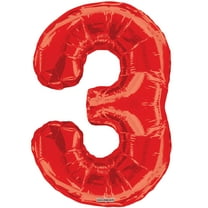 Giant Red Number 3 Foil Balloon 34"