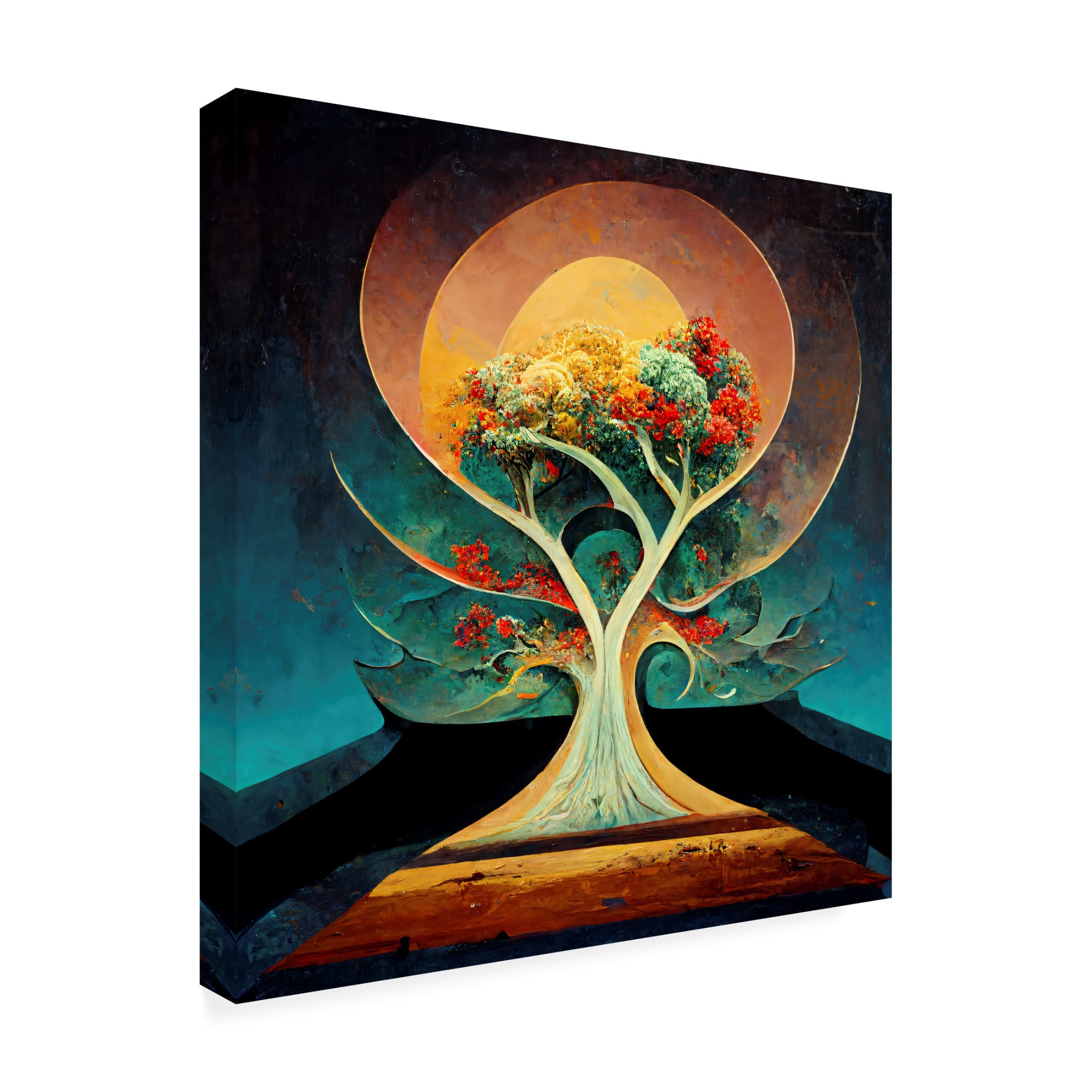 Canvas Wall Art - Ray Heere 'Tree Of Life 1' Wall Art for Living Room, Bedroom, or Office Décor by Trademark Fine Art - 35 x 35 Inches