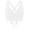 thumbnail image 1 of Prolriy - Top de bikini con cordones para mujer, con aros, cobertura completa, push up, top corto con lazo en la espalda, sujetadores de baño para mujer, blanco, XXL, 1 of 4