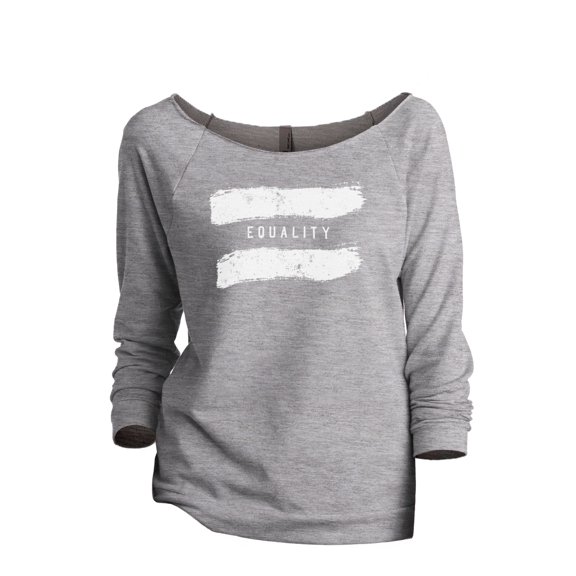 Equality Women's Fashion Slouchy 3/4 Sleeves Raglan Lightweight Sweatshirt Sport Grey Large