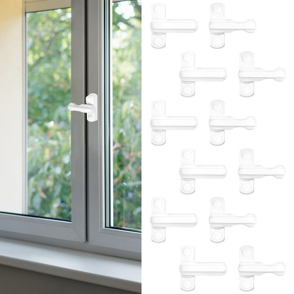 Ikoopy 12Pcs Window Anti Theft Lock Aluminum Alloy T Shape Door Sash Lock with Screws 180° Rotating Window Latch for Home Apartment Office