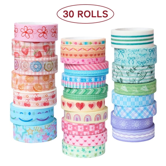 21 Rolls Pastel Washi Tape Pack, Colored Decorative Craft Tape Rolls, Cute Washi Tape for Scrapbook Art Journal Planner DIY Crafts