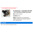 thumbnail image 2 of Air Compressor - Compatible with 2006 - 2013 Land Rover Range Rover Sport 2007 2008 2009 2010 2011 2012, 2 of 2