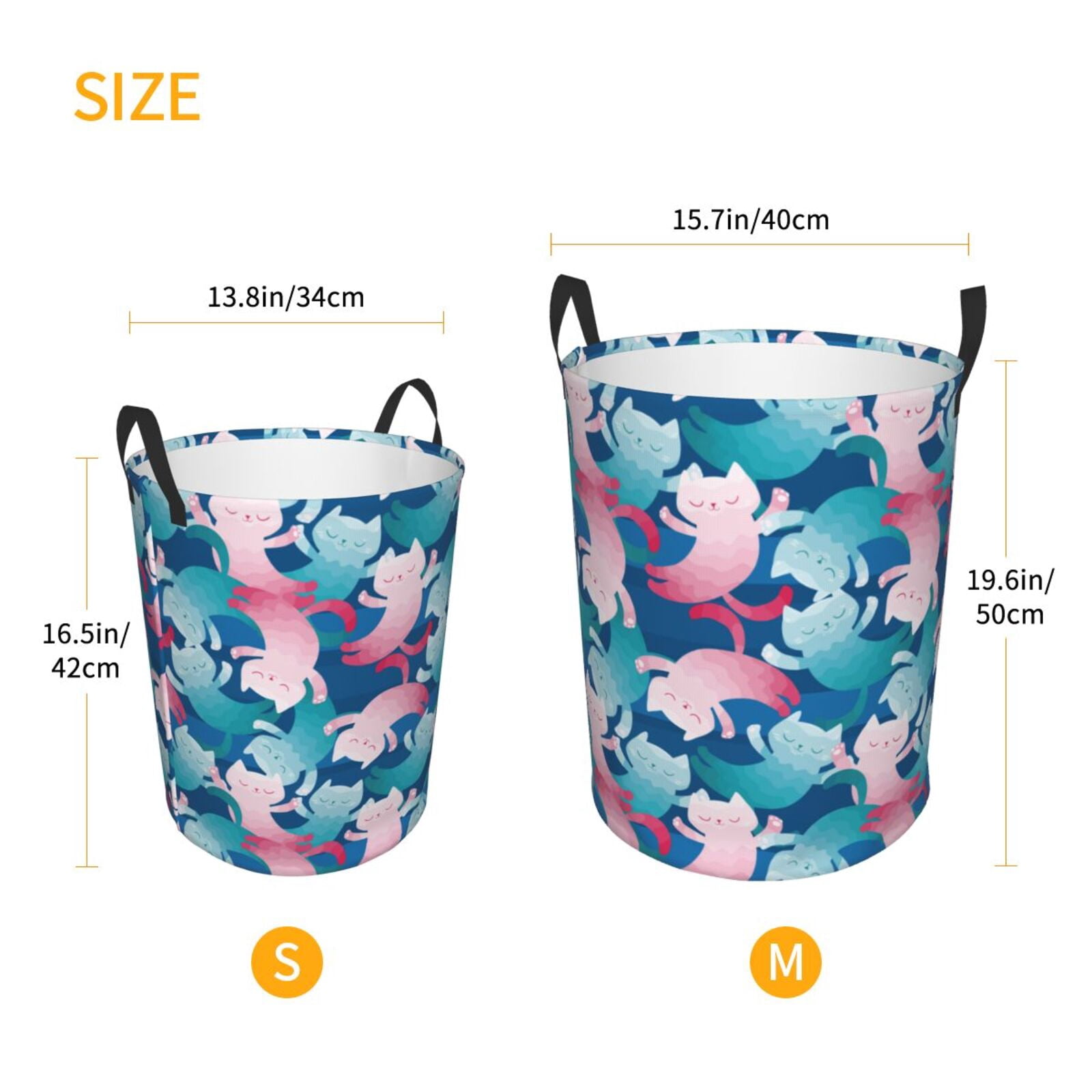 Large Laundry Basket with Handles - dancing cat Kids Baby Dirty Clothes Laundry Hamper for Bedroom Aesthetic