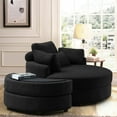 thumbnail image 2 of Aukfa 51" Oversized Accent Chair with Ottoman Set, Living Room Barrel Chair Chaise, Linen, Black, 2 of 10