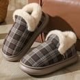 thumbnail image 2 of Slipper Boots for Women Casual Plaid Plush Platform House Shoes Comfortable Memory Foam Soft Sole Home Booties Coffee Size 8.5, 2 of 5