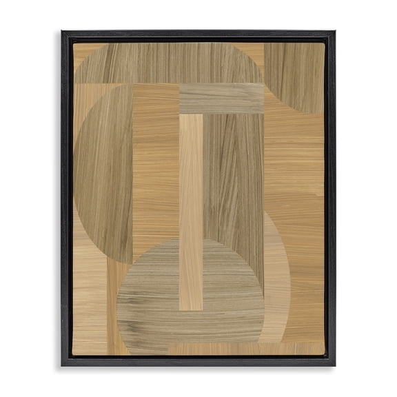 Stupell Industries Modern Grain Patterned Linear Shapes Black Floating Frame Canvas Art, 17 x 21, by June Erica Vess