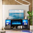 thumbnail image 3 of Sunmthink Fireplace TV Stand with Electric Fireplace, 70” LED Light Entertainment Center for TVs Up to 80", TV Console Stand, Fireplace for The Living Room TV Stand, Black, 3 of 9