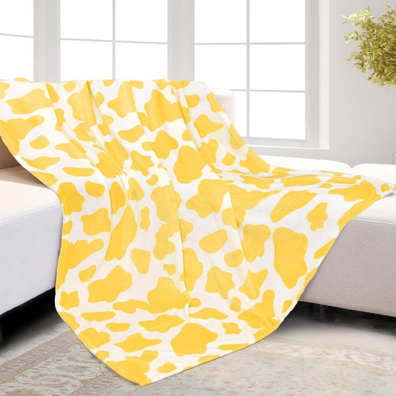 Plush Blanket Throws Cow Print Blanket Soft Fleece Flannel Small Throw Blanket for Couch 60 x 80 inch
