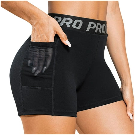 Fancifize Biker Shorts Women with Pockets - 3  High Waisted Workout Tummy Control Gym Running Yoga Shorts Spandex Shorts Prime Day Deals Today