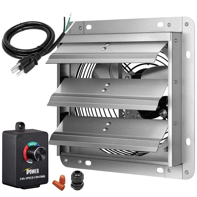 Ventilador de escape iPower con persiana de aluminio de 18 cm con controlador de velocidad