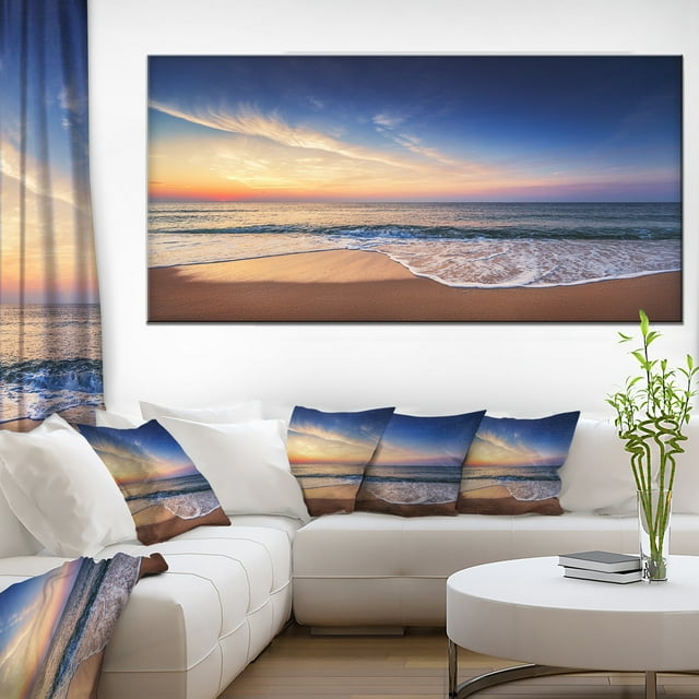 Beautiful Blue Cloudscape Over Sea - Seashore Canvas Art Print