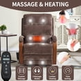 thumbnail image 5 of Dual Motor Power Lift Recliner Chair with Massage and Heat for Elderly, 180° Lying Flat Adjustable Lift Chair with 3 Positions, Solid Wood Armrests and Chenille Fabric, Brown, 5 of 8
