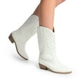 thumbnail image 7 of Mid Calf Cowgirl Boots Women Western Style Embroidered Stitching Pointed Toe Slip On Lightweight for Everyday Wear and Riding, 7 of 7