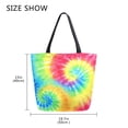 thumbnail image 5 of Open Top Canvas Tote Bag with Zipper Reusable Shopping Bag 13.5x15" Roomy Carryall Tie-dyed Colorful Spiral Pattern, 5 of 9