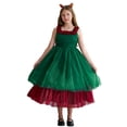 thumbnail image 1 of Kids Children Christmas Sleeveless Patchwork Color Princess Dress Party Performance Dress, 1 of 5