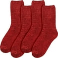 thumbnail image 2 of Women's Extra Large Soft Fuzzy Warm Cozy Winter Casual Vintage Thick Thermal Cabin Knit Slipper Socks - Red - 4 Pairs, 2 of 8