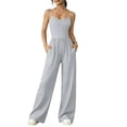 thumbnail image 1 of Jumpsuit for Women, Strapless Waist Cinching Wide Leg, Double-Strap Sleeveless Top, Ruched Waist, Solid Color, 1 of 6