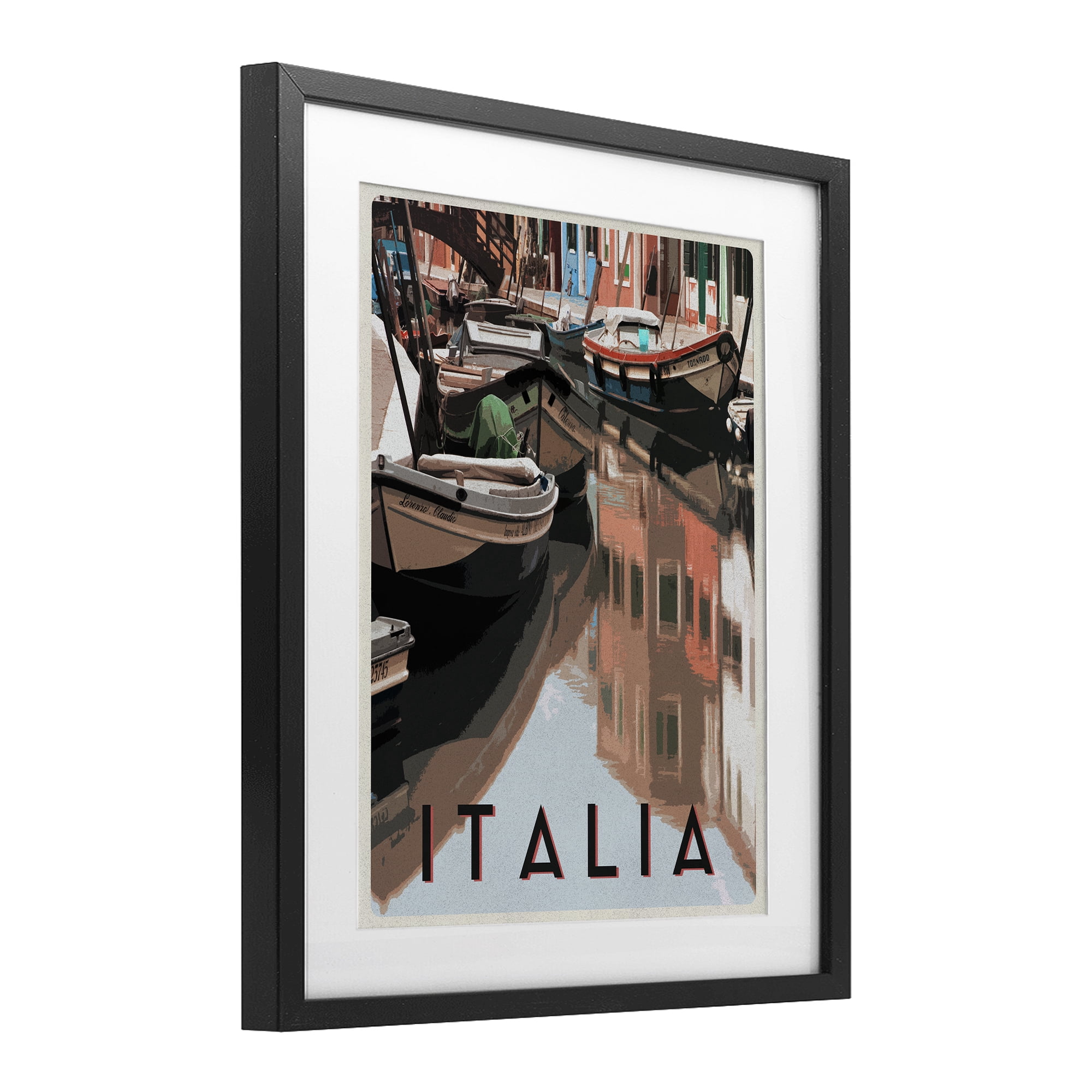 Stupell Industries Italia Canal Poster Black Framed Print Under Glass, design by Shelley Lake