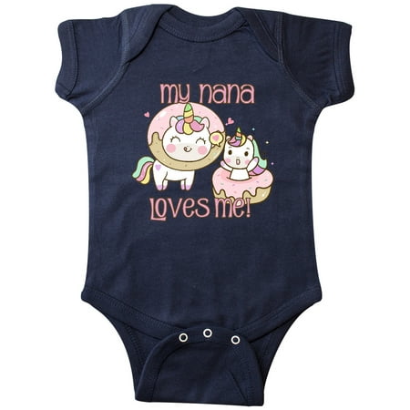

Inktastic My Nana Loves Me Unicorn Gift Baby Boy or Baby Girl Bodysuit