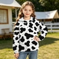 thumbnail image 2 of CINVREST Teen Girls Cow Print Hoodie Faashion Long Sleeve Hooded Pullover Top Warm Casual Oversized Hoodie With Pocket (13 Years, Black-03), 2 of 7