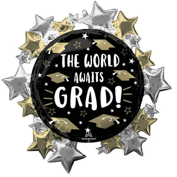 30 inch The World Awaits Grad Foil Mylar Balloon - Party Supplies Decorations