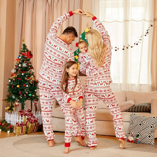 Conjuntos de pijamas navideños familiares a juego, conjuntos de