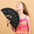 thumbnail image 3 of Kripyery Lace Folding Fan with Tassel Hollow Ribs Vintage European Dance Performance Hand Held Fan, 3 of 8