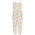 thumbnail image 3 of CCRFTGI Girls Rompers Size 9-10 Floral Print Sleeveless Girls Beige Jumpsuit Fall Spaghetti Strap Overall with Pockets Loose Clothes Beige 9-10 Years, 3 of 5