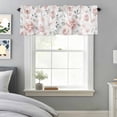 thumbnail image 5 of Light Pink Flowers Window Valance for Kitchen, Gray Leaf Spring Floral Farm Plant Rod Pocket Short Curtain for Small Windows, Light Filtering Decorative Valance, 54 x 18 Inch, 5 of 9