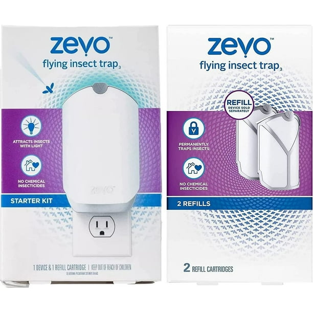 J & L Supply Zevo Flying Insect Trap Starter Kit Bundle, Gnat Sticky
