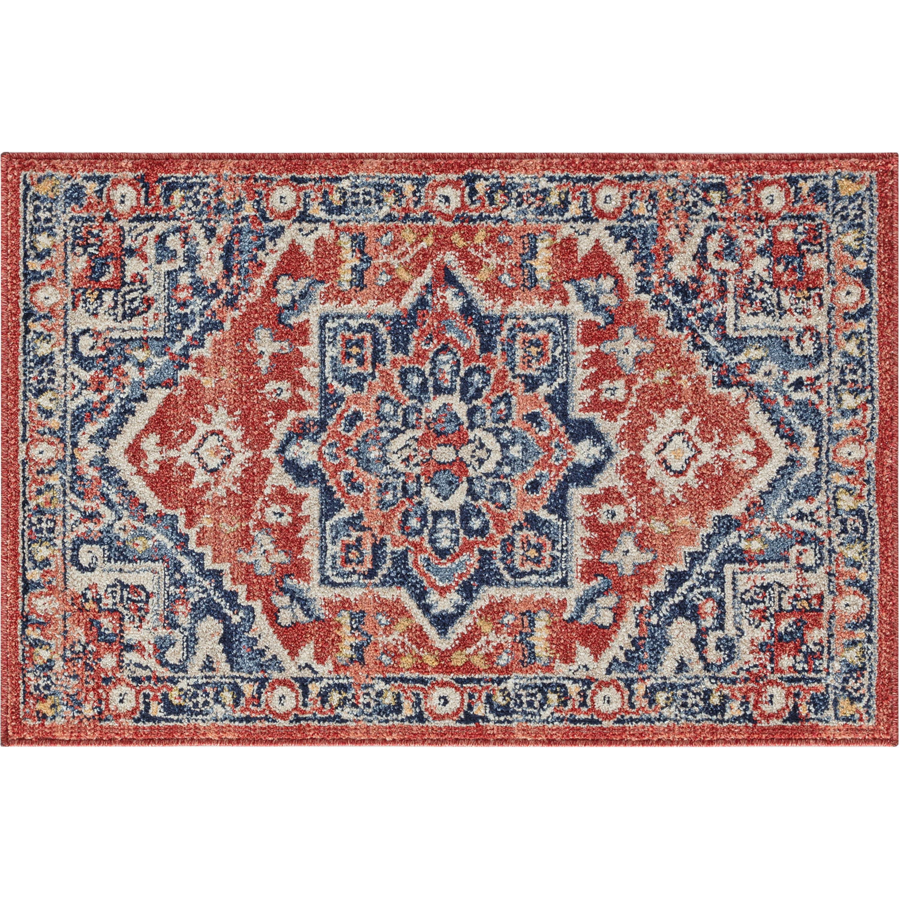 Traditional 2x3 Area Rug (2' x 3') Oriental Navy, Navy Indoor Scatter Easy to Clean
