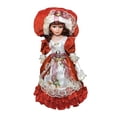 thumbnail image 3 of Muñeca de con Vestido Antiguo Y Sombrero Figura Decorativa de Colección Muñeca de Cerámica para Adultos Ornamento Artesanal Adecuada para Co Rojo burdeos, 3 of 10