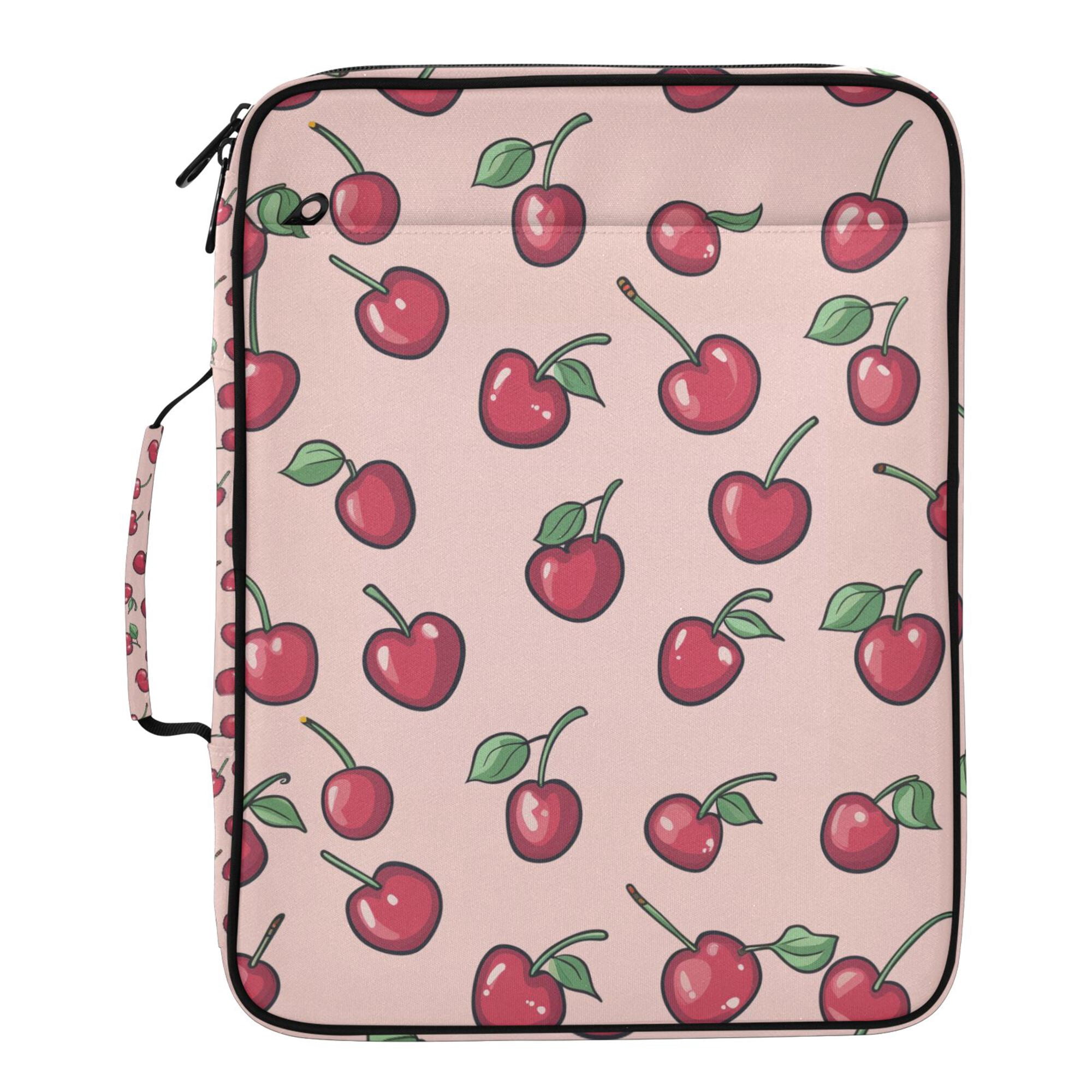 FORMRS Accordion File Folder A4 Size 7-Pocket Expanding Document Organizer Bag with 3 Ring Binder, Cherries Pattern