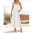 thumbnail image 2 of Vestido de verano ZESICA, sin mangas, halter, midi, playa, marfil, para mujer, 2 of 8
