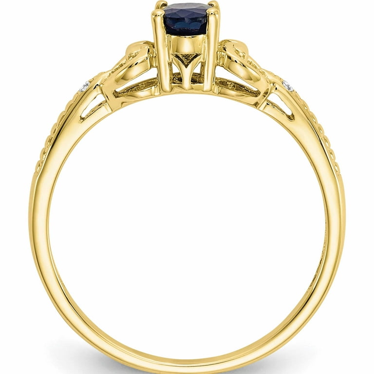 10k cheapest Yellow Gold Diamond and Sapphire Ring, Sz 7