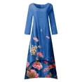 thumbnail image 4 of Robe d'Été Maxi Manches Demi-Cou Décontractée Longue Plage Boutons Robe Grande Taille Boho Robe Robe Longue Ruchée Fluide pour les Femmes, 4 of 5