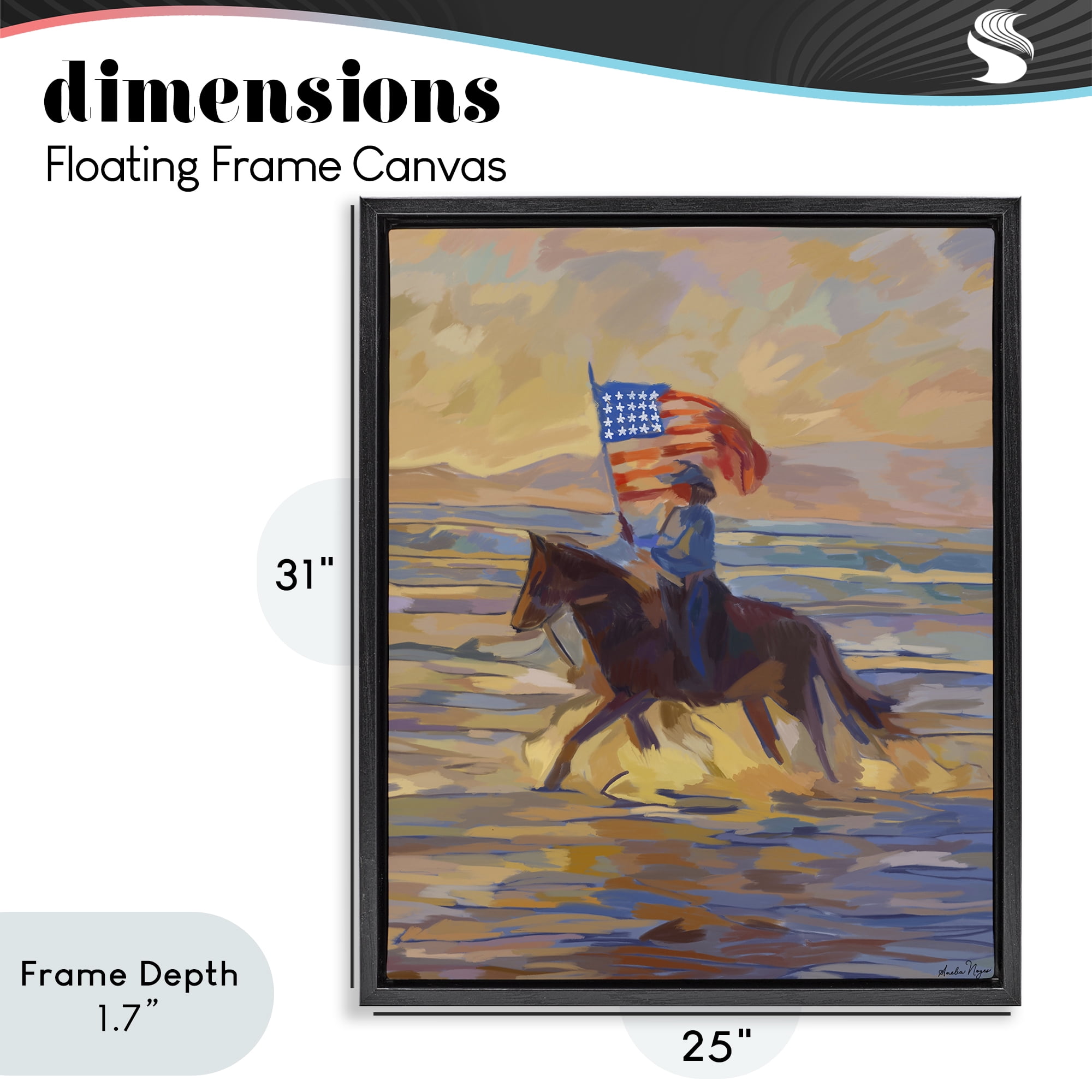 Stupell Industries American Cowgirl Abstraction Black Framed Floater Canvas Wall Art, design by Amelia Noyes