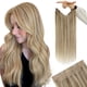 thumbnail image 1 of YoungSee Extensiones de cabello real con alambre, extensiones de cabello rubio con reflejos, cabello humano, rubio ceniza oscuro, reflejos, rubio dorado, extensiones de cabello con hilo natural con hi, 1 of 3