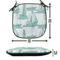 thumbnail image 4 of Marine Chair Seating Cushion Set of 6, Continuous Nautical Themed Pattern of Sailboats Sketch on Sea, Seat Pads for Office with Anti-slip Backing, 16"x16", Seafoam Dark Sky Blue, by Ambesonne, 4 of 7