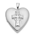 thumbnail image 3 of Sterling Silver Rhodium-plated Cross Heart Locket Pendant, 3 of 5