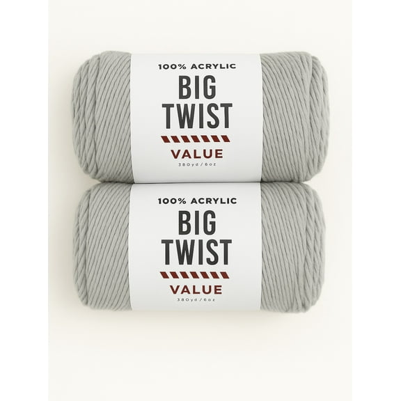 Big Twist Value Yarn Bundle- 2 Pack Soft Grey