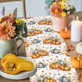 thumbnail image 4 of ERUNPONLY Orange Blue Pumpkin Table Runner - 48 Inch Long Thanksgiving Leaves Botanical Autumn Cotton and Linen Blended Dress Scarves Farmhouse Table Runner for Kitchen Dining, Coffee Table, 13"x48", 4 of 8