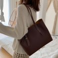 thumbnail image 3 of Bolso de hombro Tote de cuero para las mujeres, bolso de moda con Marron oscuro Zulema Bolso de mano para mujer, 3 of 7